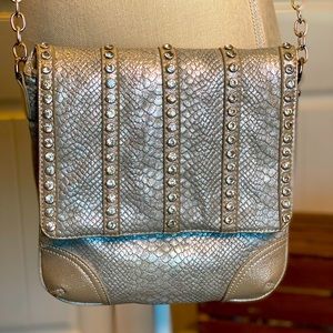 Elegant Silver Rhinestone Snake Pattern Crossbody